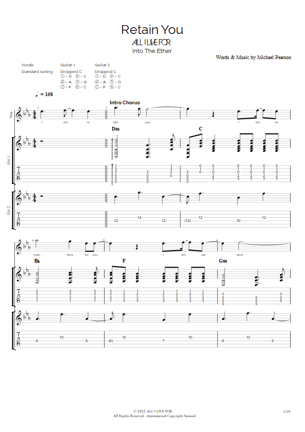 Retain You - Guitar TAB with Vocals (Digital Download)